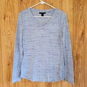 attention Light Blue Long Sleeve V-Neck Shirt